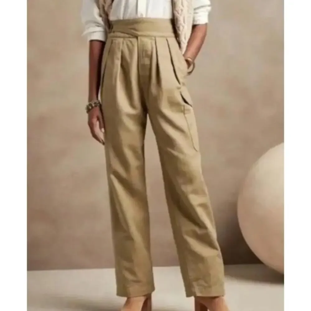 Banana Republic Heritage Explorer Cargo Pants Khaki Pleated Buckle Women 6